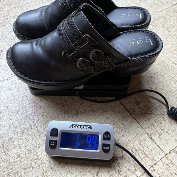Born Women’s Black Leather Clogs Double Embossed Strap Size 10 Comfort - Picture 14 of 14